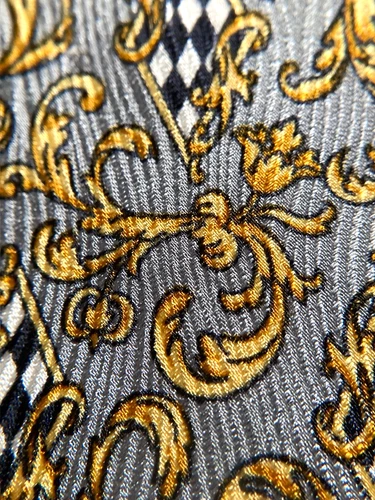 GIANNI VERSACE Vintage '90s Baroque Acanthus Tie Grids Art Nouveau Italy Gray image 6