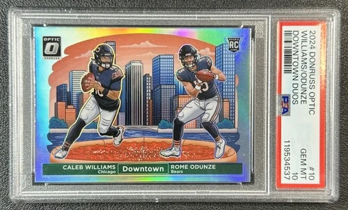 CALEB WILLIAMS ROME ODUNZE PSA 10 2024 DONRUSS OPTIC #10 DOWNTOWN DUOS RC SSP 37