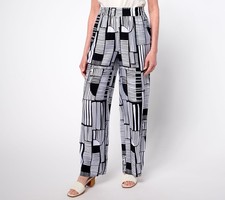 Susan Graver Women's Pants Sz S Weekend Regular Printed Dolce Black A687838