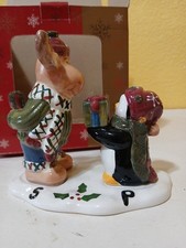Image of Christmas Moose Penguin 3 Piece Salt Pepper Shaker Set By Carlton Cards
