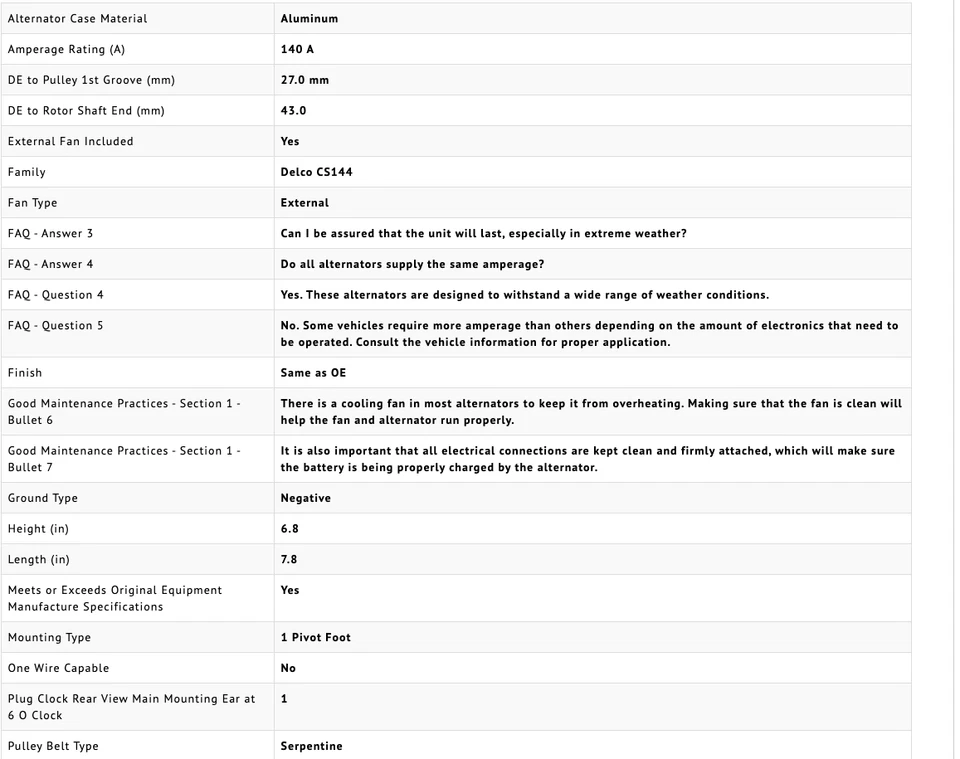 Alternador ACDelco 335-1046 para 91-95 Cadillac Deville Foto 3 de 4