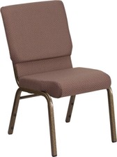 18.5'' Wide Brown Dot Fabric Stacking Church Chair with Gold Vein Frame
