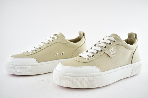 Christian Louboutin Simplerui Flat Beige White Bianco Canvas Low Top Sneaker 36 - Picture 10 of 12
