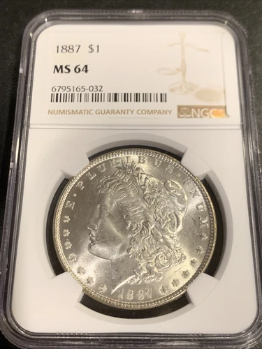 1887 Morgan Silver Dollar $1  NGC MS64 90% Silver Beautiful Strike