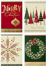 Christmas Boxed Cards Assortment,Elegant Icons 4 Design, 24 Card with Envelopes