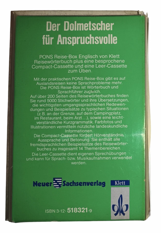 PONS Reise-Box Englisch. Buch + 2 Cassetten | Klett, 1990 - Bild 2 von 4