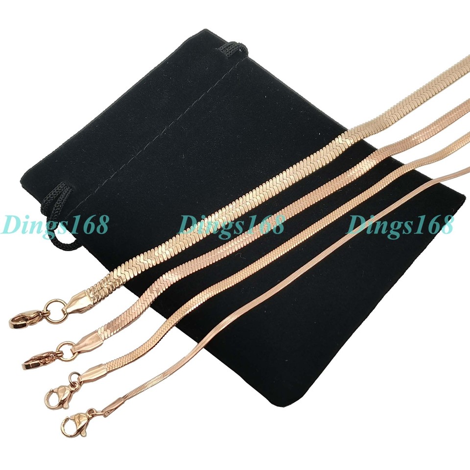 Designer Inspired Rose Gold Filled 16" 5mm Wide Flat Snake Choker Chain