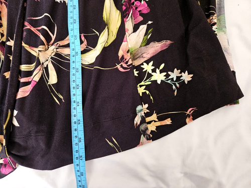 Soma Cool Nights Long Sleeve Kimono Short Robe Botanica Bouquet Floral Bk S/M - Picture 10 of 11