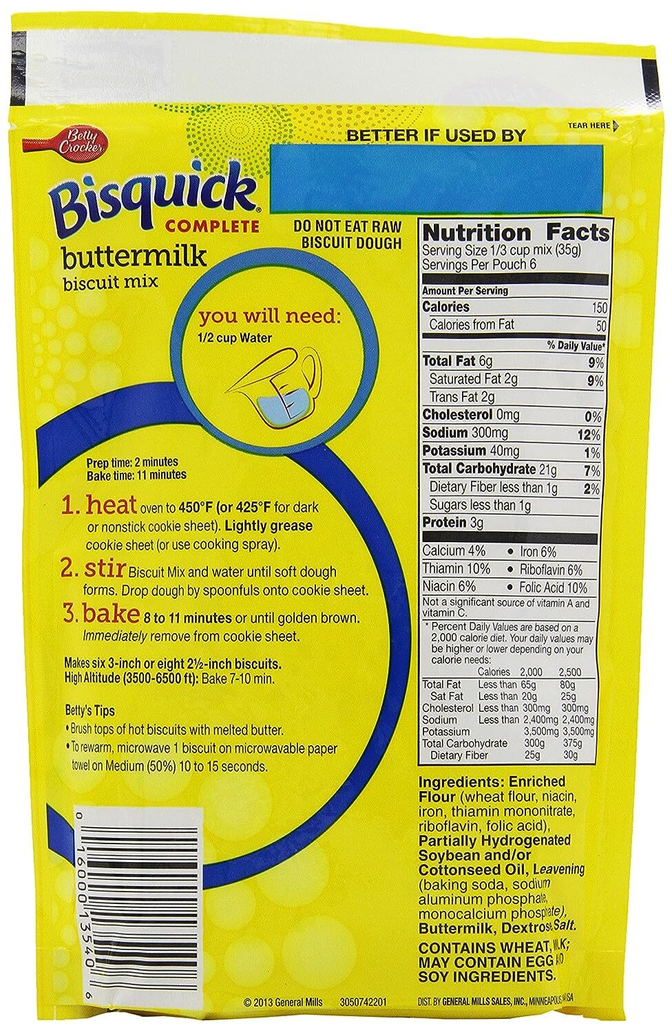 New Bisquick Complete Buttermilk Biscuit Mix, Just Add Water, 7.5 Oz