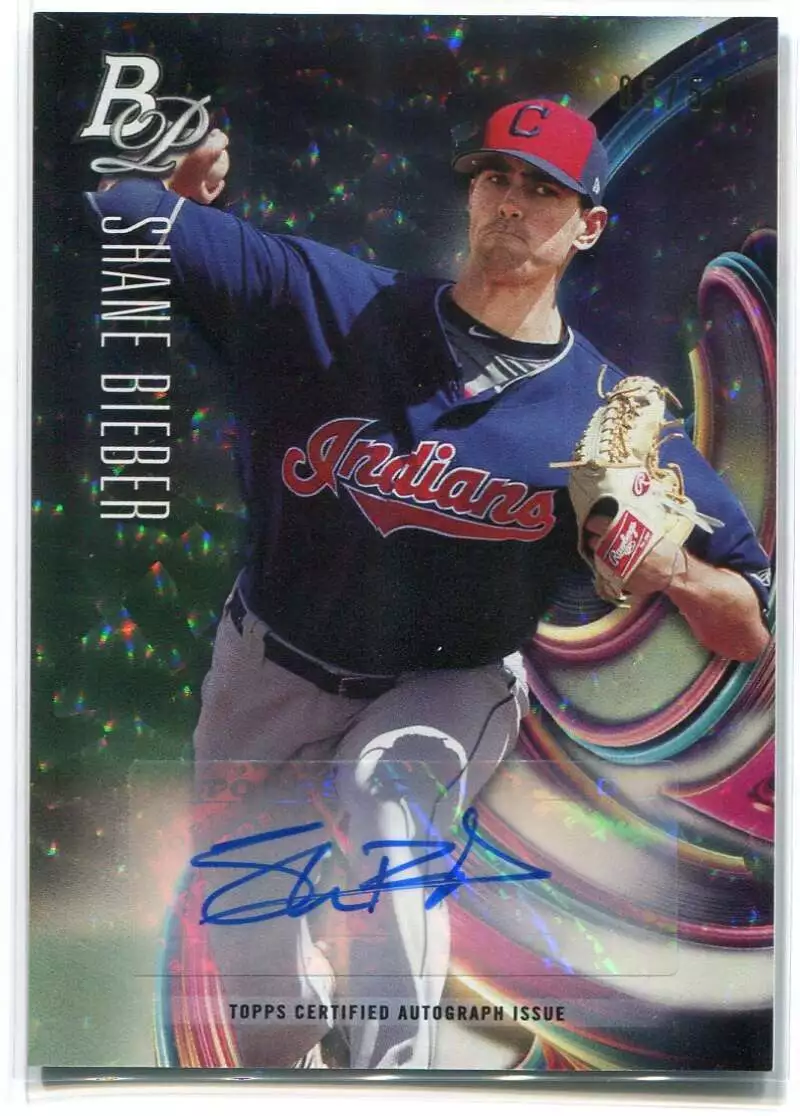 topps mlb 2018 Shane Bieber /50 auto - スポーツ選手