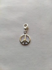 Peace Symbol Dangle Charm Clip on for Bracelet Necklace Zipper Pull Keychain Fob