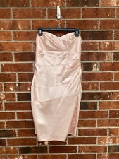 Davids Bridal Womens 8 Blush Pink Sweetheart Strapless Satin Formal Dress