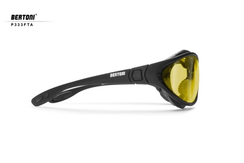 Bertoni Photochromic Polarized Padded Motorcycle Goggles Night Driving P333FTA - Picture 3 of 8