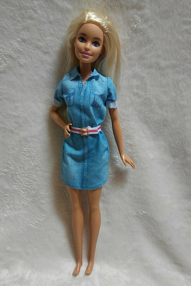 Barbie Dreamhouse Adventures Travel Doll FWV25 Mattel 2018 Blonde Jean Dress