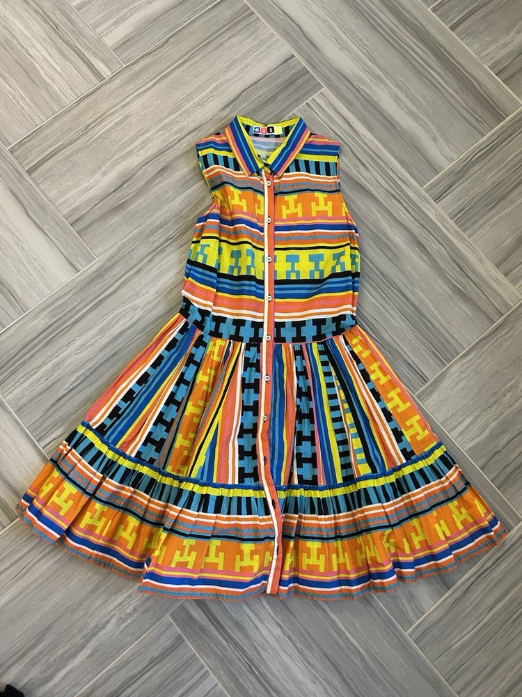 $15 SALE! MSGM Multicolor Shirt Button Up Dress Cotton W Pockets Sz S