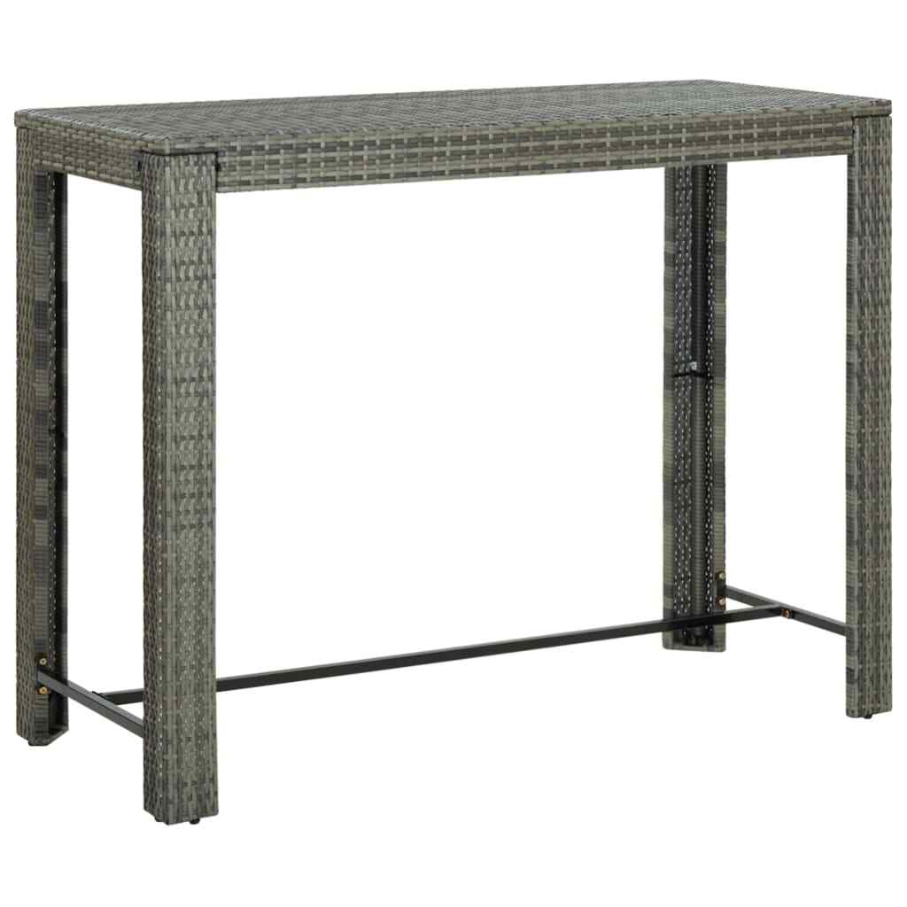 vidaXL Garden Bar Table Grey 140.5x60.5x110.5 cm Poly Rattan