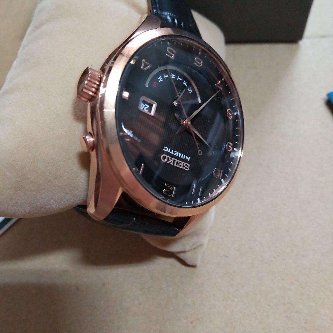 美品 SEIKO 5M84-0AC0 KINETIC ブラック キネティック SEIKO(セイコー) / クォーツ腕時計/アナログ/レザー/BLK/5m84