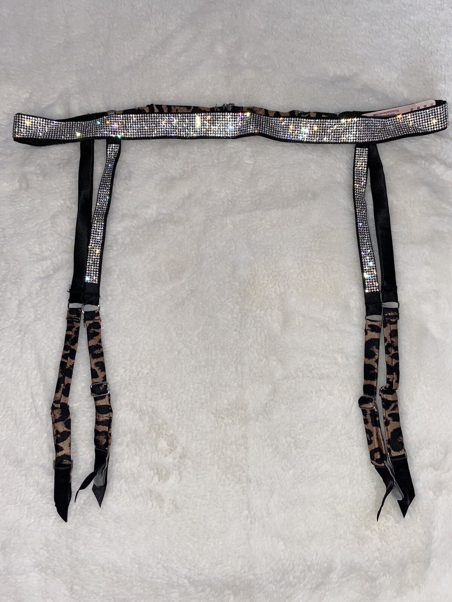 rhinestone garter belt Victoria's Secret Garter Belt Lingerie Rhinestone Bling Very Sexy Med M  Large L
