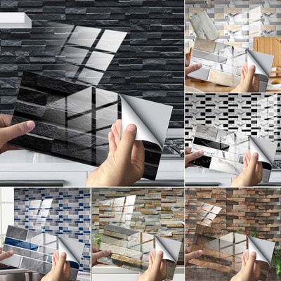 24X 3D Self-adhesive Tile Stone Brick Wall Sticker Panels Countertop for Kitchen
