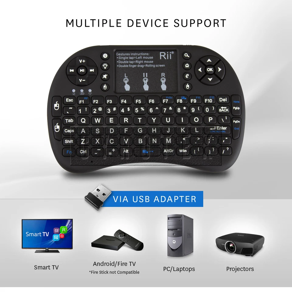 NEW Rii i8+ 2.4GHz Mini Wireless Backlit Keyboard w/ Mouse PC Smart TV  - Image 3 of 4