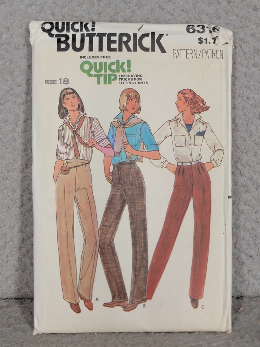 Butterick 6316 Vtg 70s Uncut Misses' Trousers Pants Size 18