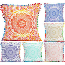 Indian Cotton Ombre Cushion Cover Square Pillowcase Sham Throw Pillow Cover 16"