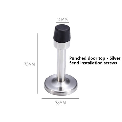 Door Stop Stainless Steel zinc Metal Wall Mounted Doorstop Rubber Buffer Stopper - Picture 2 of 6