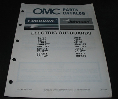 Parts Catalog OMC Evinrude Johnson Electric Outboards Ersatzteilkatalog 10/1986!