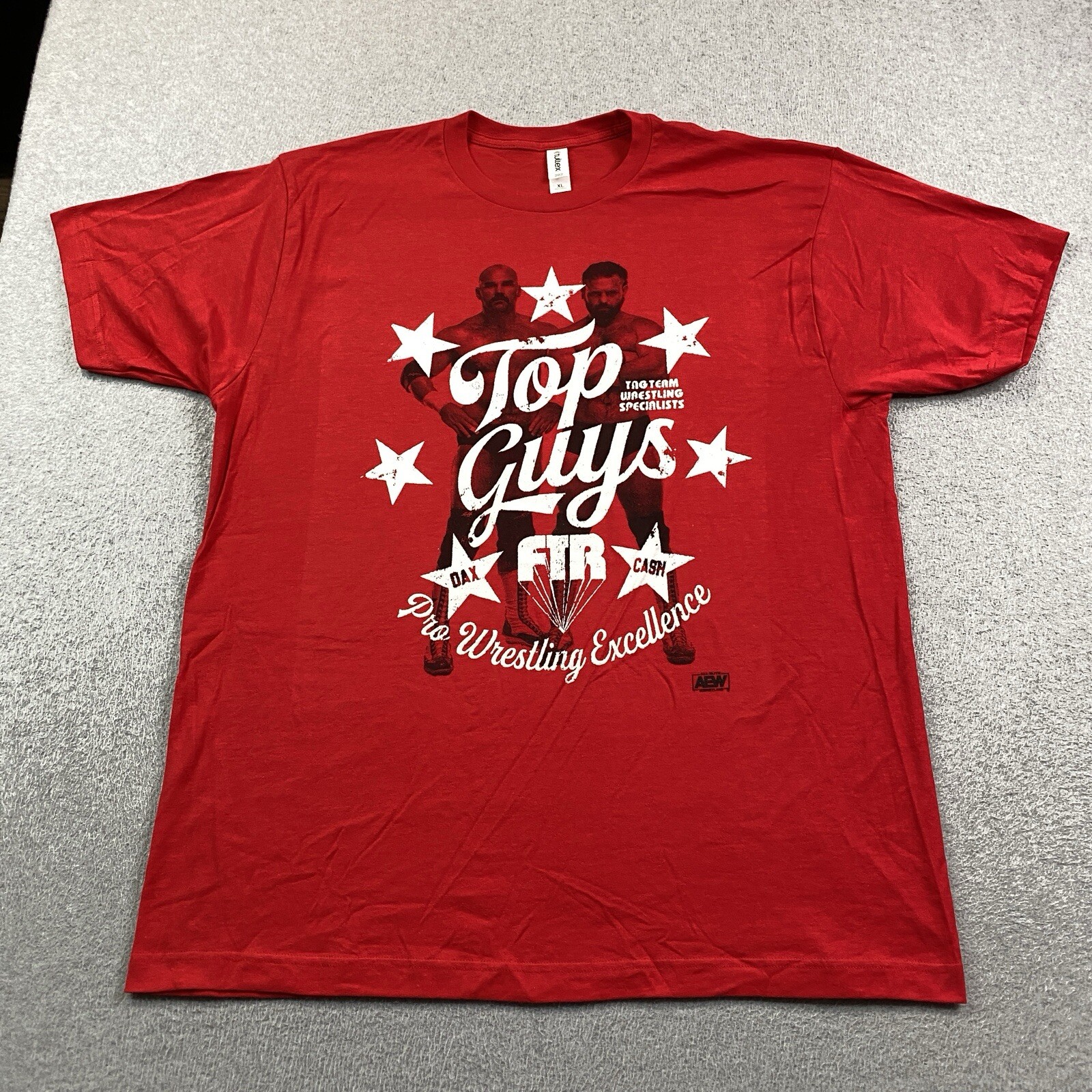 Men's XL All Elite Wrestling Red Graphic Tee AEW Top Guys Tag Team Dax Cash Design