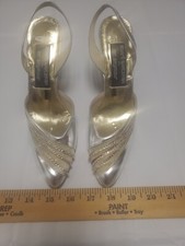 Vintage Stuart Weitzman for Mr. Seymour Silver Cocktail Heels Size 8 Rhinestone