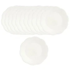 Dolls House Plain White Side Plates Set of 12 Miniature Dining Room Accessory