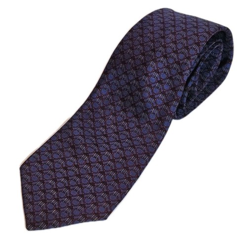 Harrods Knightsbridge Neck Tie Silk Blue Red Gold Geometric Foulard 57" x 3.5"