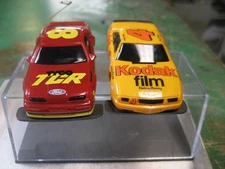 NEW TYCO TCR Chassis   on NEW Bodies Red #8Ford VS Yellow Kodak  #4Chevy