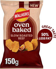 Walkers Oven Baked Crisps Slow Roasted Beef Snacks 150 g
