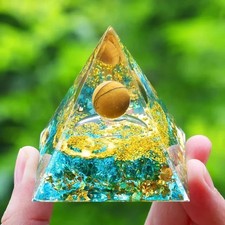 Orgonite Pyramid Amethyst Peridot Healing Crystal Energy Orgone EMF Protection