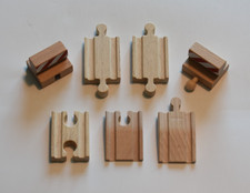 Wooden Railway Train Lot x 6 Bumper Stop Ramp Adapter Tracks Compatible w Thomas