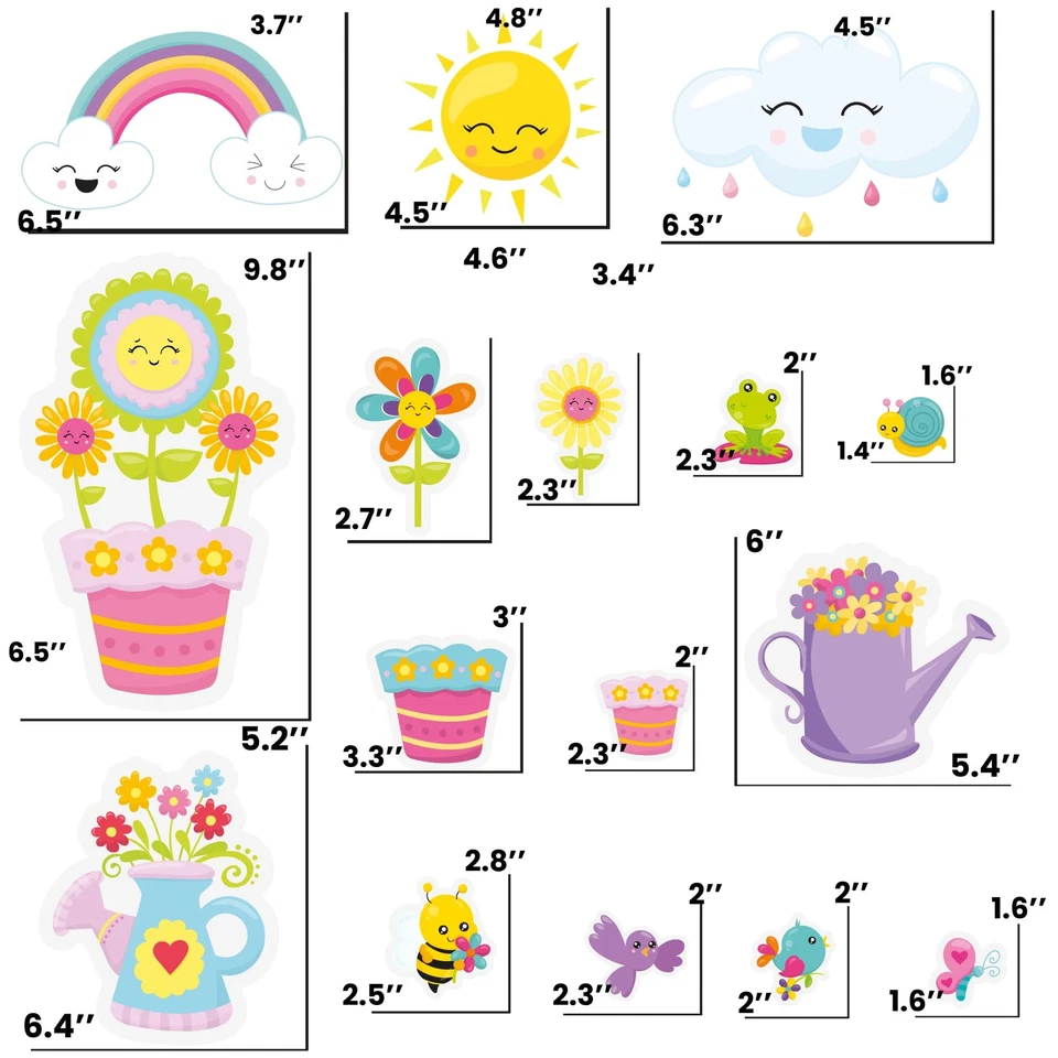 44 piezas Flores Primavera Verano Recortes Tablón de anuncios Decoraciones para niños + Sti... Foto 2 de 4