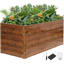 4x2x1.8ft Raised Garden Bed - Metal Planter Box Outdoor with Weed Barrier Fab...