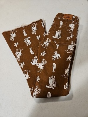 Ranch Dress'n Jeans Youth Size 12 '25x29' Cowboy Brown/white Flare Stretch(1753