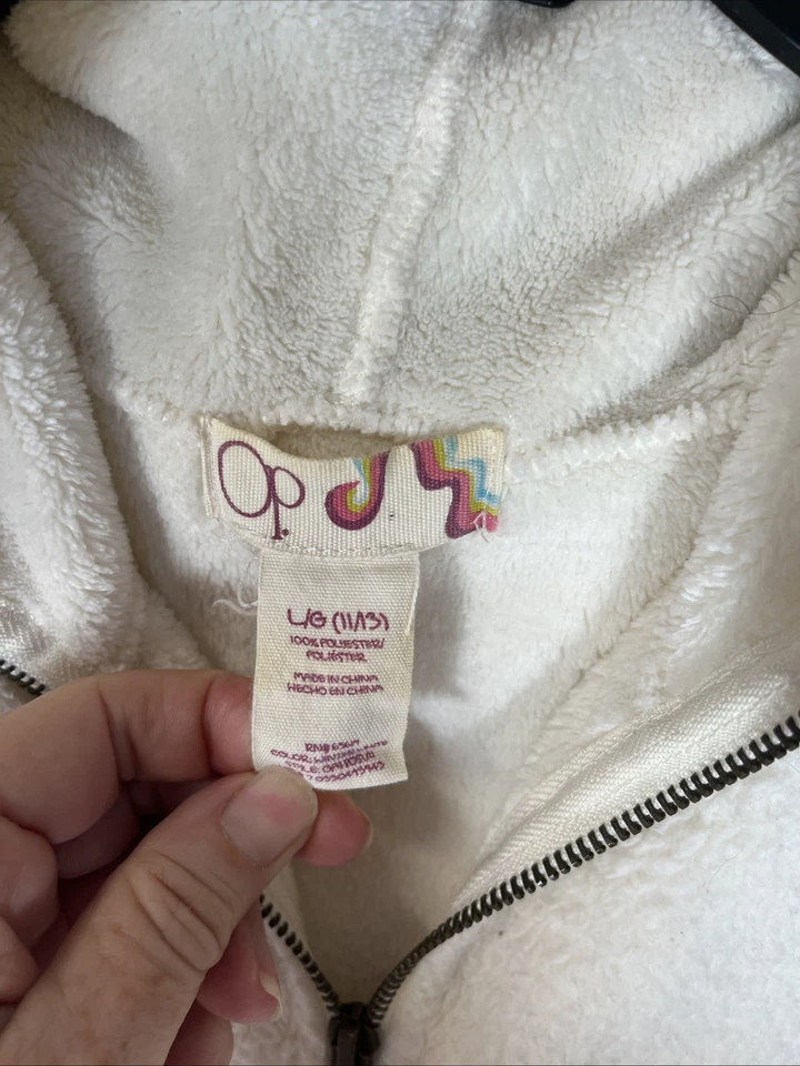 Vintage OP Hoodie Vest Kids Large 11/15 Winter White Full Zip READ ALL - Image 4 of 4