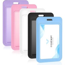 5 PCS Sliding Badge Holder, Sliding Id Badge Holder with Clear Window Vertical