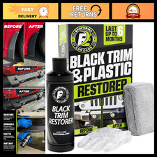 Black Trim Restorer for Cars - 6 Months Waterproof Dye Infused, Faded Bumpers 