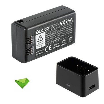 Godox VB26 VB26A VB26B Battery w/VC26 Charger for V1 V860III V850III MF-R76