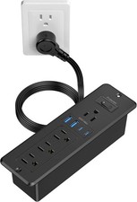 65W USB C Recessed Power Strip, Flush Mount Desktop Recessed Outlet with 4AC  2