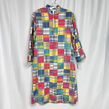 FLO WEINBERG Vintage Patchwork Plaid Madras Caftan Robe Cover Up NWT Preppy