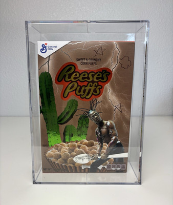 Travis Scott x Reeses Puffs Cereal Box Rare Limited Edition in Acrylic Case