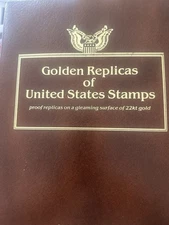 22KT GOLD GOLDEN REPLICAS OF UNITED STATES STAMPS IN ALBUM BOOK #2 (TOTAL OF 75)