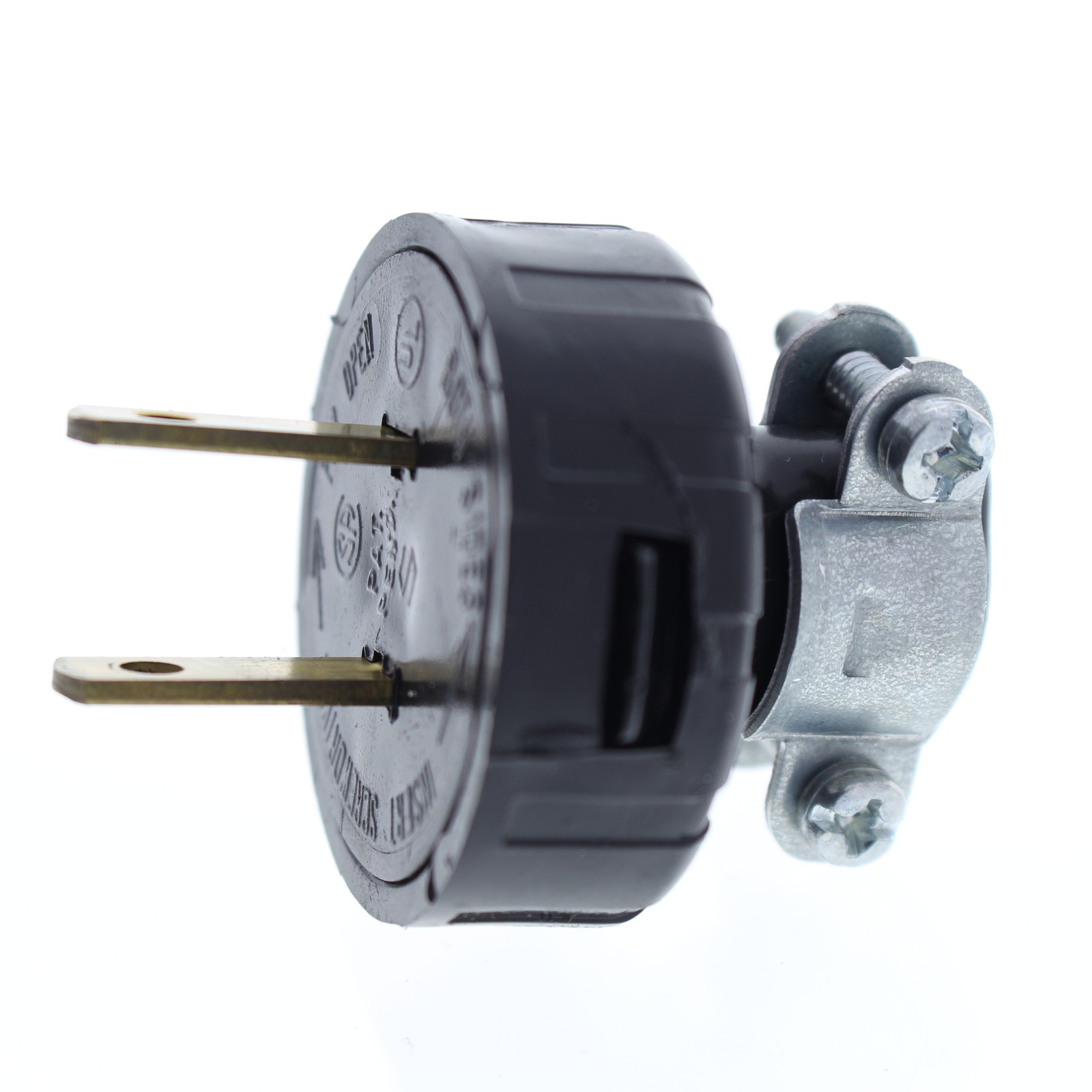 2 Leviton Black Straight Blade Round Vinyl Heavy Duty Male Plug Cord Clamp 48646