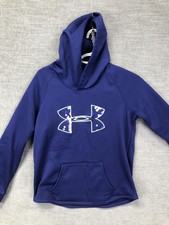 Under Armour Hoodie Youth Large Purple Storm 1 Fleece Logo Sweatshirt YLG Loose