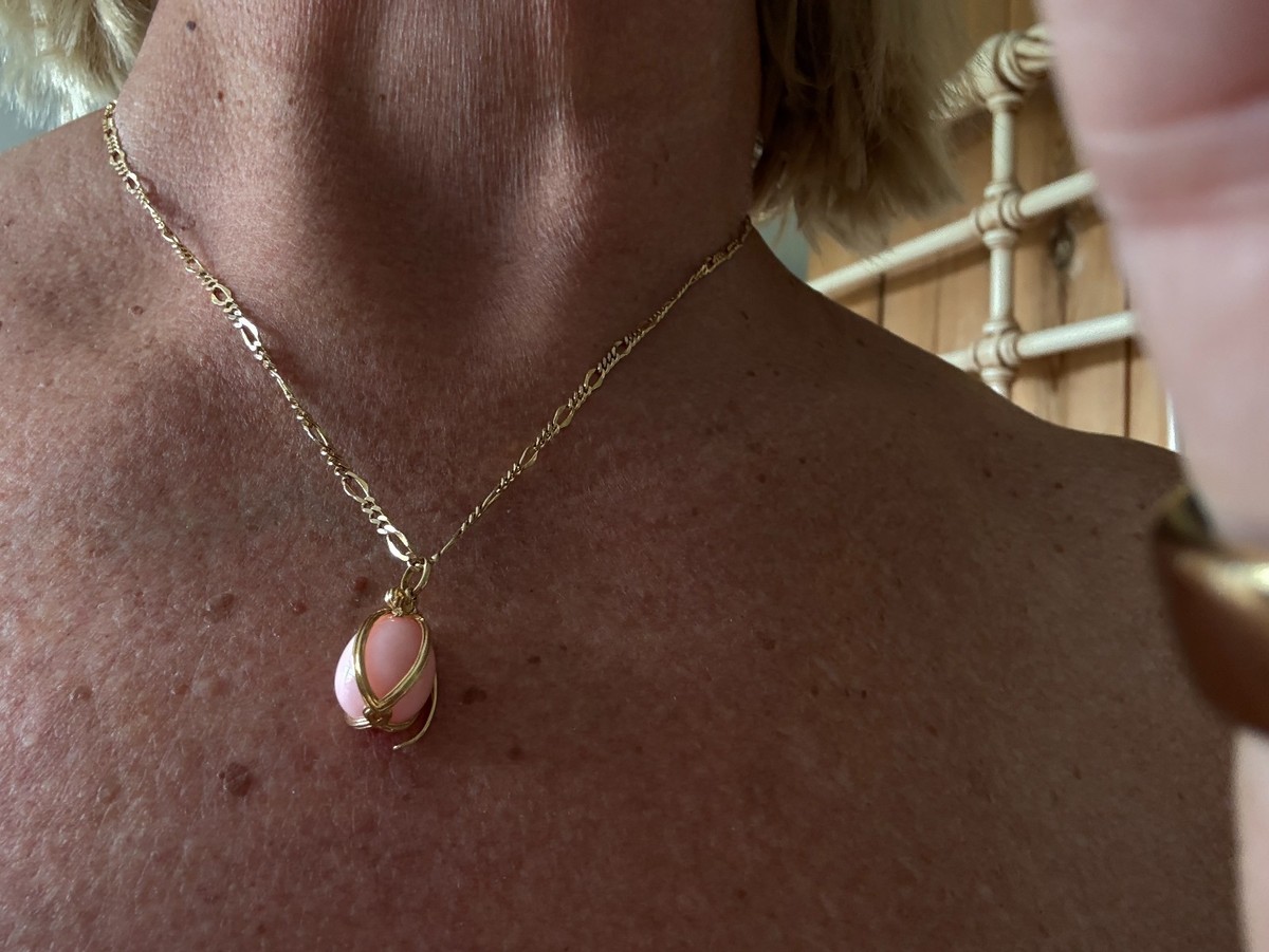 Tiffany & Co. AUTHENTIC Schlumberger Pink Opal Egg Charm & Opal